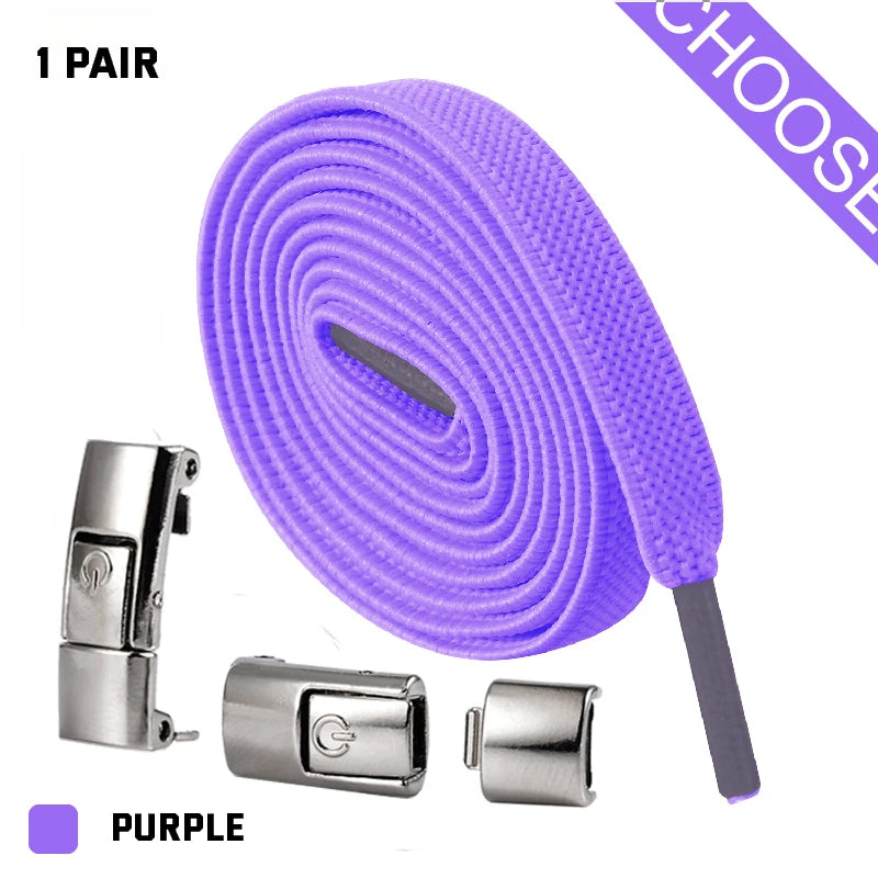 8mm No Tie Shoe Laces Press Lock Shoelaces Without Ties Elastic Laces Sneaker Kids Adult Widened Flat Shoelace for Shoes