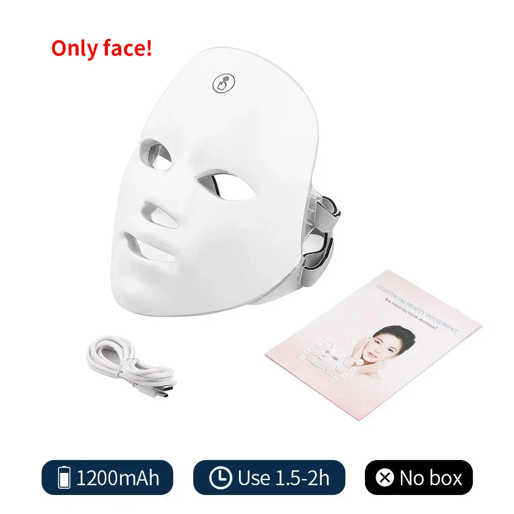 Machine de beauté du visage à LED sans fil, 7 couleurs, Photon, pour resserrer la peau du visage, rajeunissement, masque facial