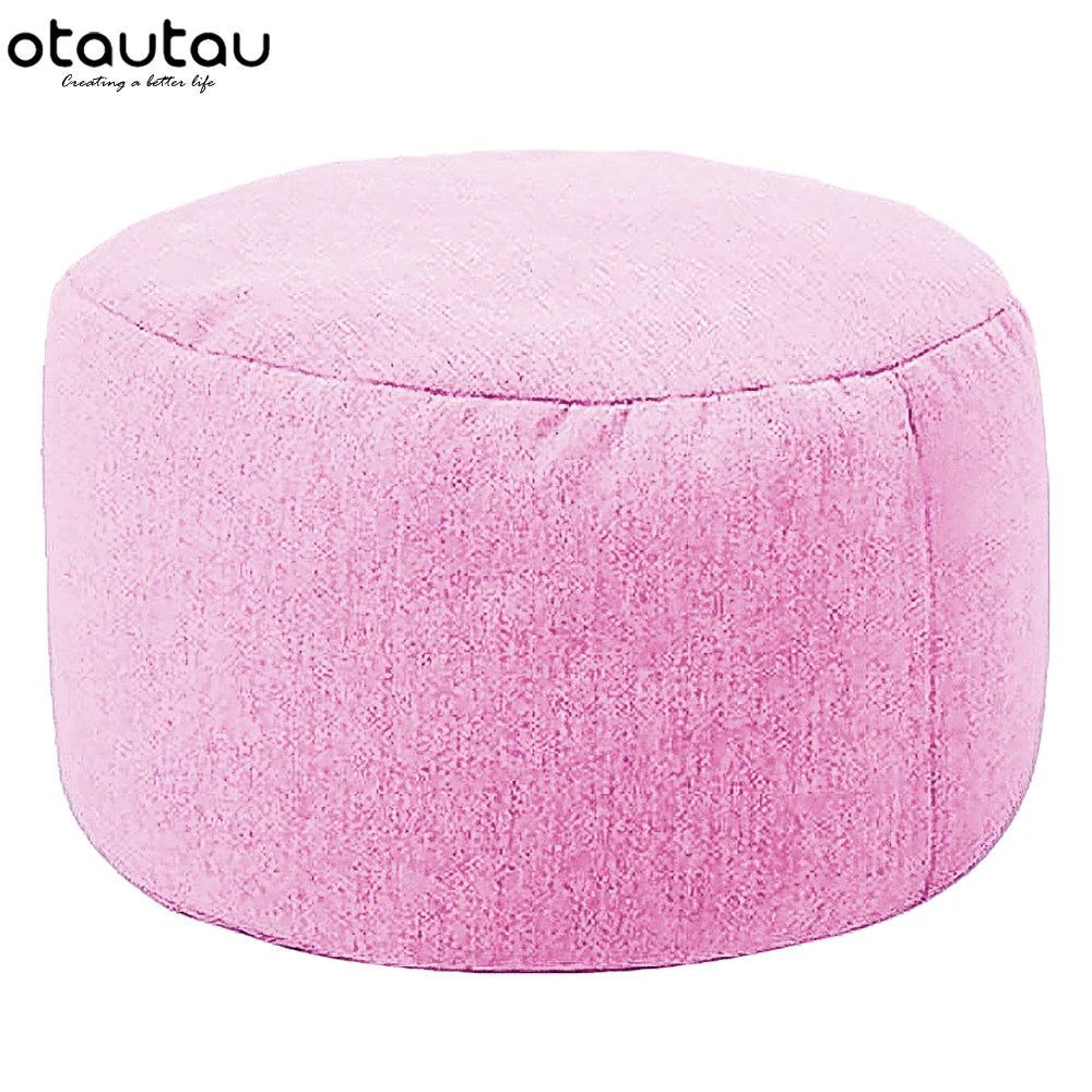 Tabouret rond OTAUTAU D30cm*H20cm, pouf en lin avec garniture, repose-pieds, style tatami/futon, JD001