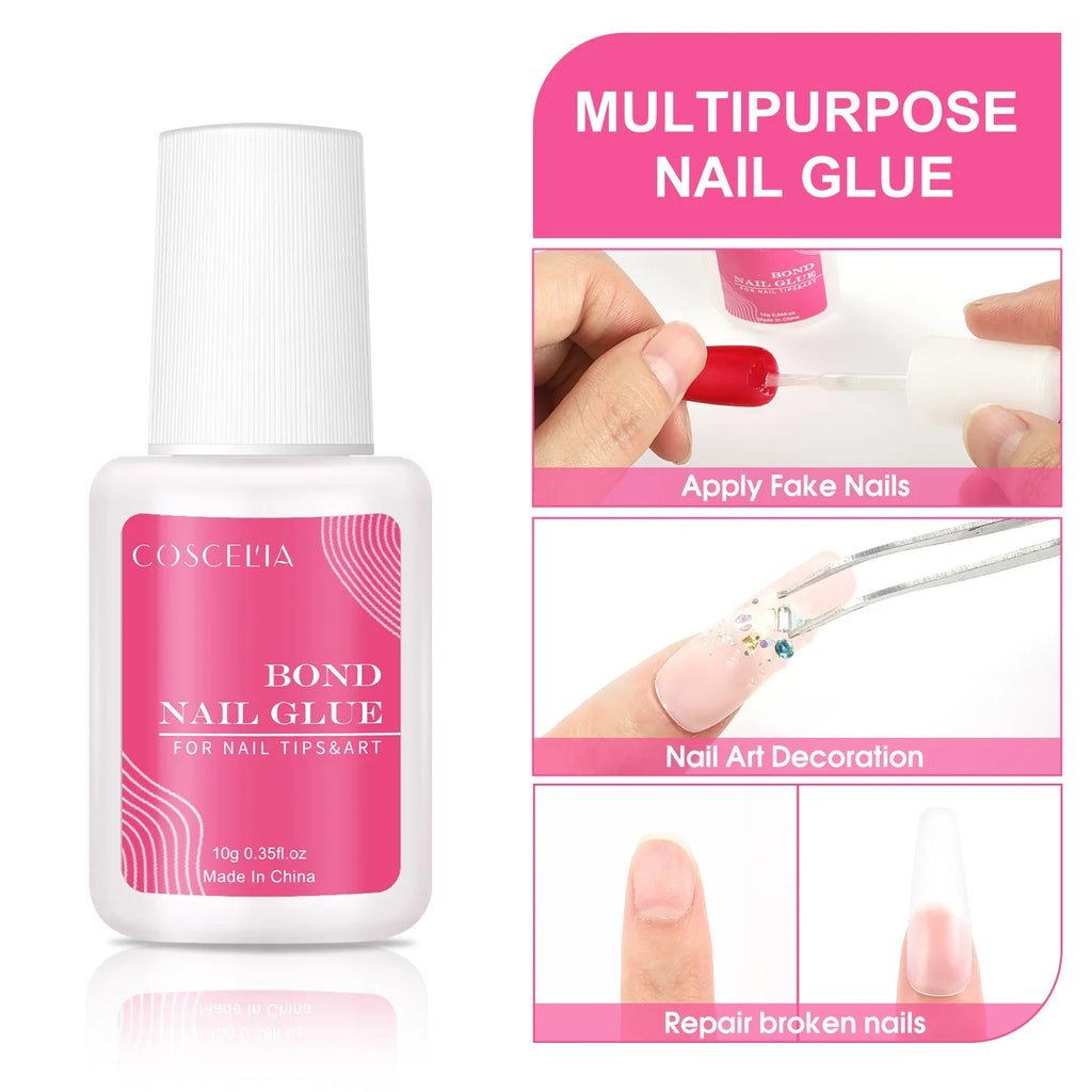 Colle à ongles COSCELIA 10G, colle pour faux ongles, colle transparente, outils pour ongles colorés