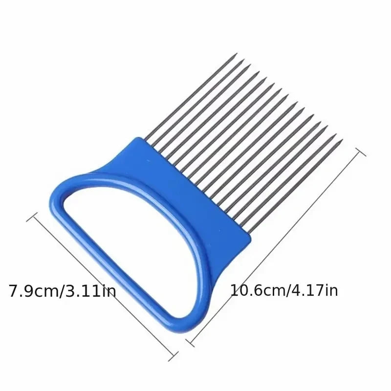 Support de coupe d'oignon en acier inoxydable, trancheur d'aliments, Assistant de coupe d'oignon de tomate, fourchette de coupe de légumes, Gadgets de cuisine