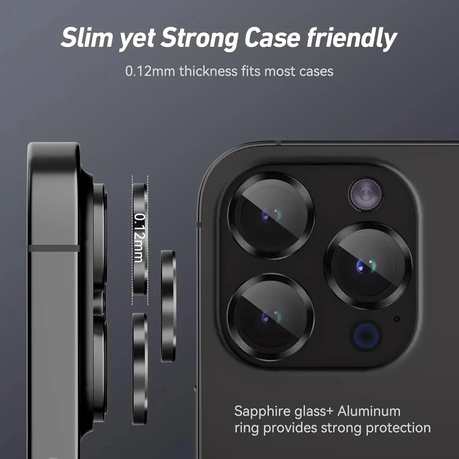 3-2pcs Metal Ring Camera Lens Protector for iPhone 12/13/14/15 pro Max 13 Mini 15 pro Max - Glass Lens Protection