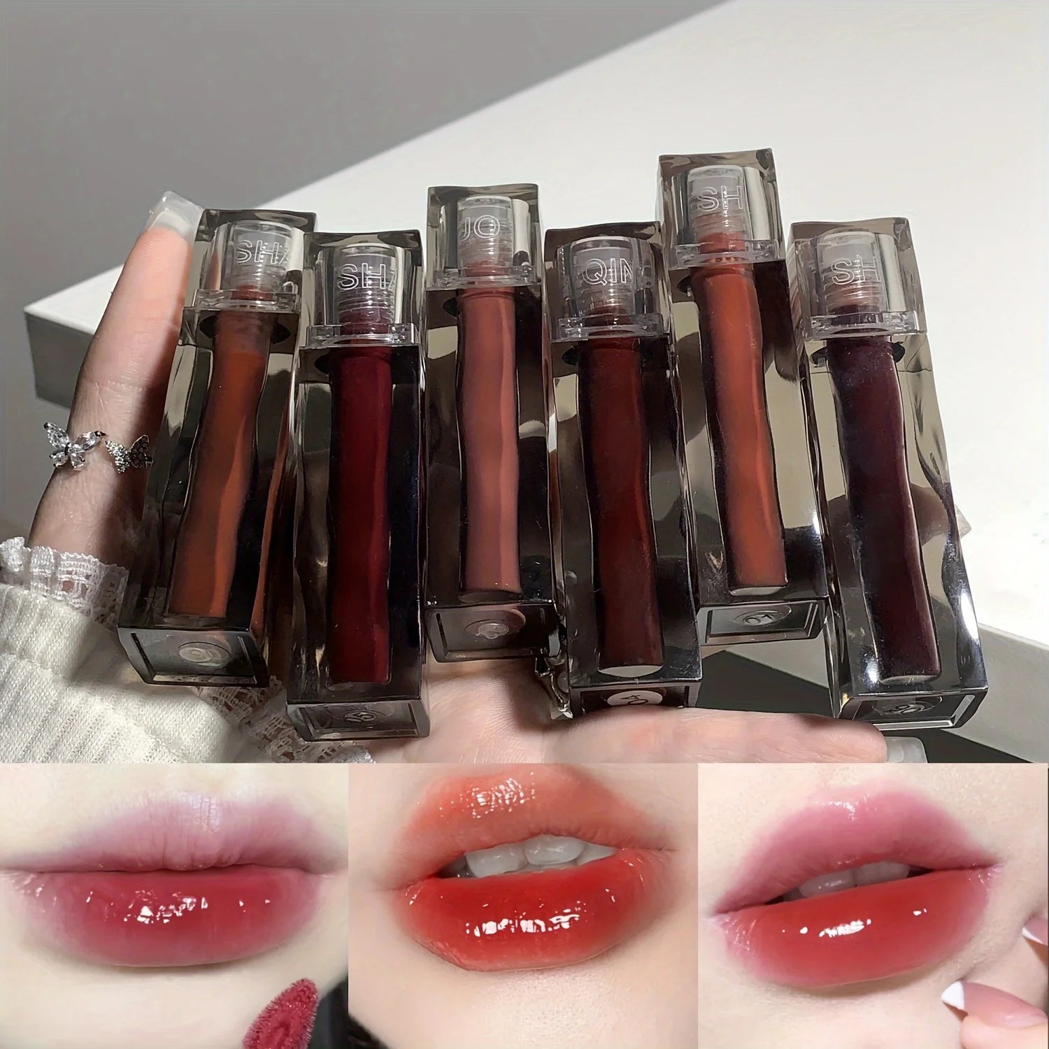 Gloss à lèvres effet miroir Ours Adorable - Rouge à lèvres liquide longue tenue, hydratant et sans transfert, à la texture aqueuse - Brillance luxueuse
