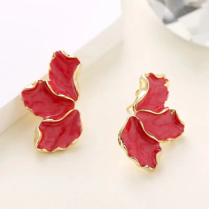 Boucles d'oreilles à dos irrégulier plaqué or, Design lourd, boucles d'oreilles à fleurs crème de haute qualité, le meilleur cadeau de famille pour moi