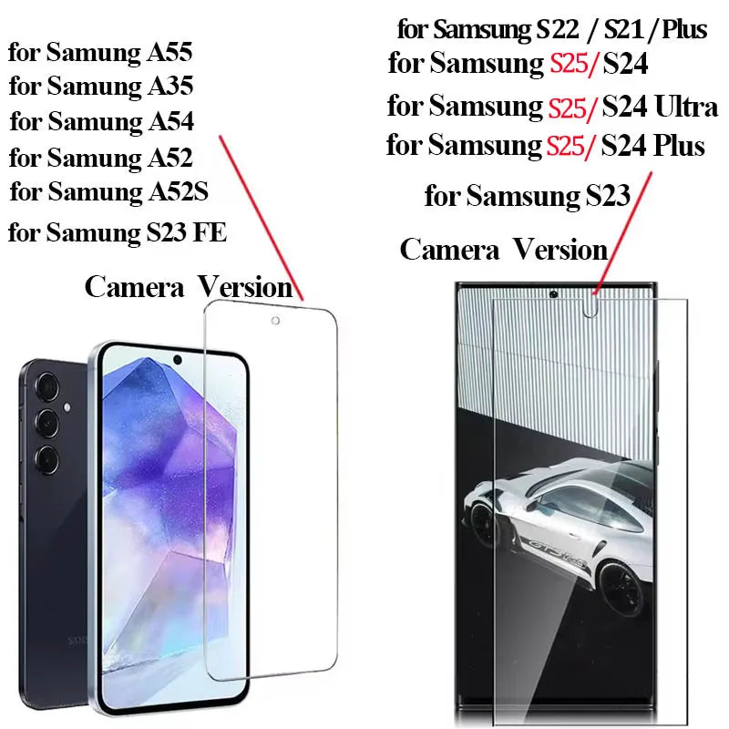 Protection d'écran HD en verre trempé pour Samsung S23, A55, A35, A54 et S25, compatible avec Samsung S24, S21, S22, Galaxy S24 Ultra et S23 FE. Compatible avec Galaxy S24 Ultra et S23 FE