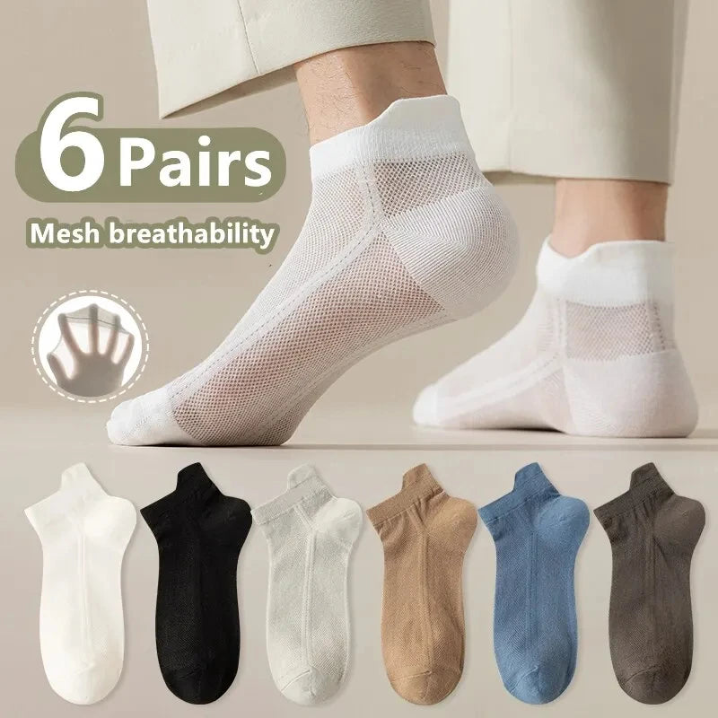 1 paire de chaussettes confortables et respirantes en coton pour hommes, chaussettes d'été pour hommes
