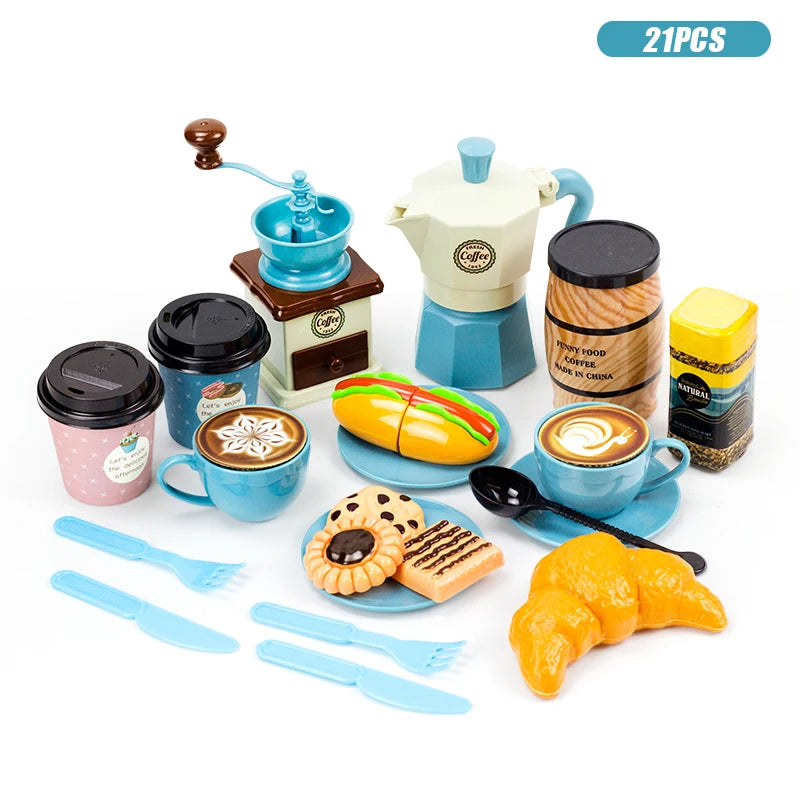 Ensemble de jeu pour enfants : nourriture, thé, cuisine miniature, gâteau à découper, idéal pour les jeux de rôle et les cadeaux d'anniversaire
