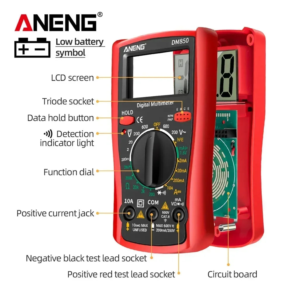 ANENG DM850 Digital Multimeter Automatic Professional 1999 Counts Auto AC/DC Votage Tester Ohm Current Ammeter Detector Tool