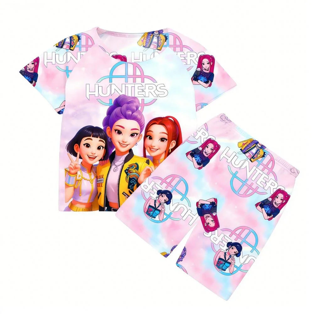 Pyjamas pour filles et enfants de 3 à 12 ans - Pyjama court d'été pour petits garçons - Thème Kpop Demon Hunters