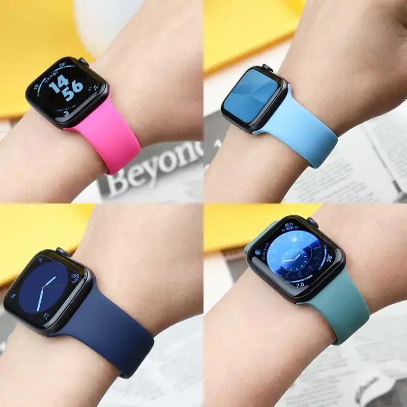 Bracelet en Silicone pour Apple Watch, 44mm 45mm 40mm 41mm 42-46mm, bracelet de sport iwatch série 8 7 6 5 4 9 10 11 SE-Ultra 2/3 49mm