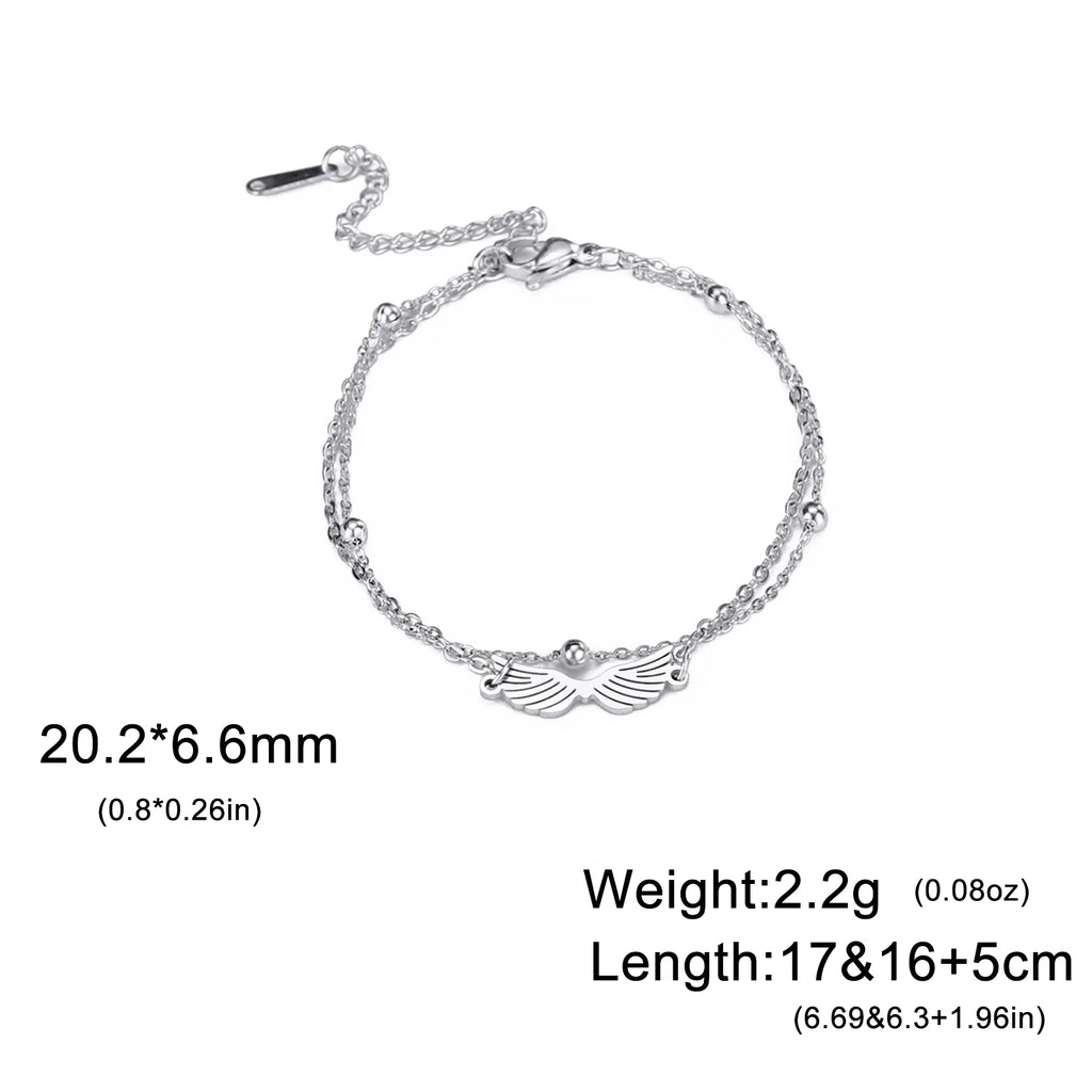 Bracelet pendentif aile d'ange Lucktune pour femme, bracelet à chaîne en acier inoxydable et perles, style Kpop tendance 2025, nouveauté bijou, cadeau de mariage