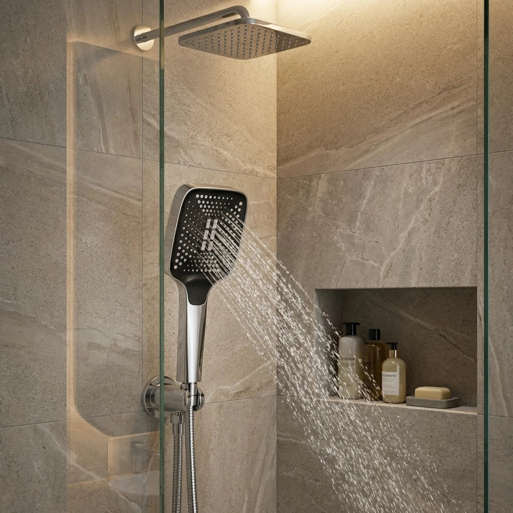 Adjustable 3-Mode Rainfall Shower Head Large Flow High Pressure Water Saving Shower Mixer - Bathroom Accessory
