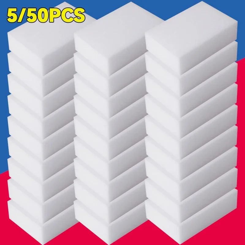 Lot de 5 ou 50 éponges magiques en mélamine, nettoyantes et ultra-absorbantes, pour la cuisine et la salle de bain, outils de nettoyage et produits ménagers