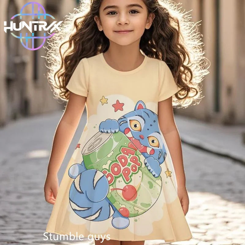 Robe d'été pour filles Kpop Demon Hunters, robe de plage à manches courtes, pyjama décontracté, motif dessin animé anime