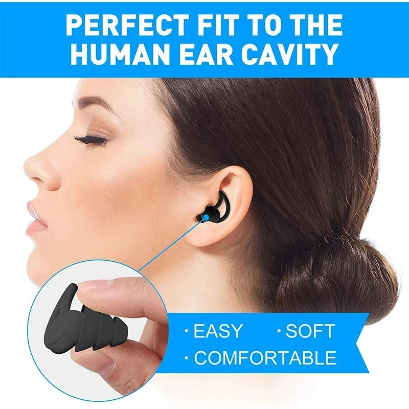 Bouchons d'oreilles en silicone HUAK à 3 couches pour travail et natation – Protection contre le bruit en usine, étanches pour piscines, confortables toute la journée