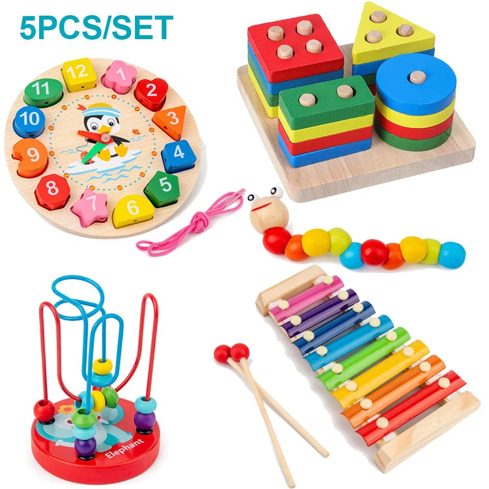 Jouets Montessori pour bébés, puzzles 3D en bois, jeux d'éveil, jouets éducatifs en bois pour enfants, cadeaux d'anniversaire