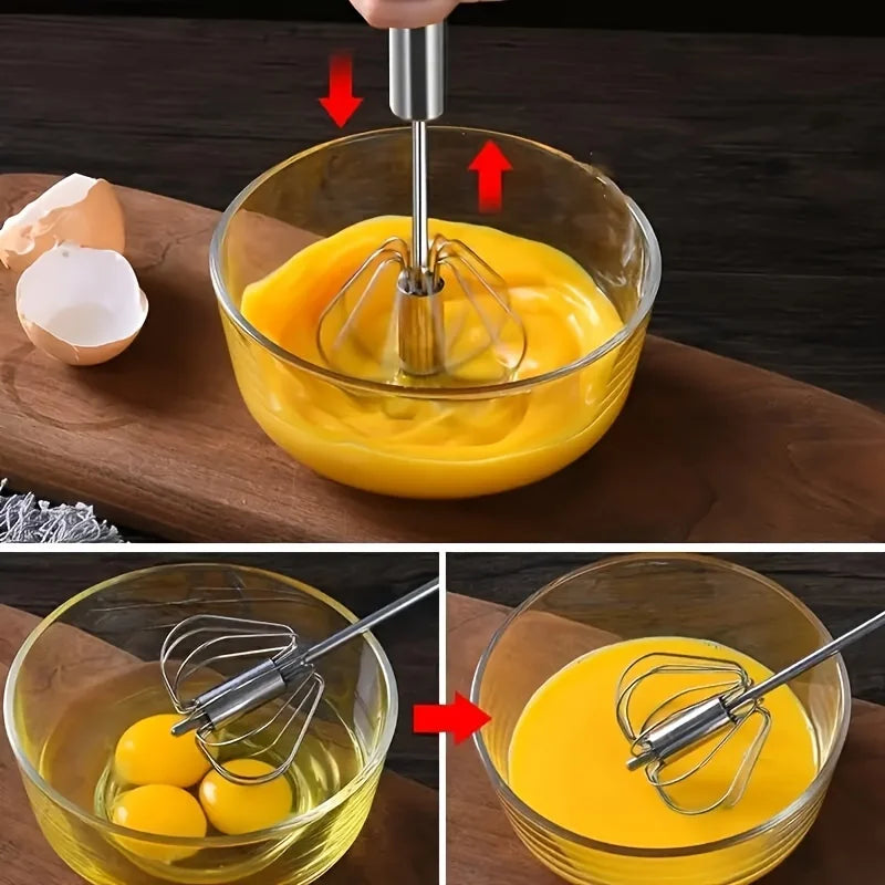 Batteur à œufs en acier inoxydable, mélangeur semi-automatique Durable pour mélanger la crème aux œufs sans effort, remuer et battre pour la cuisson en cuisine