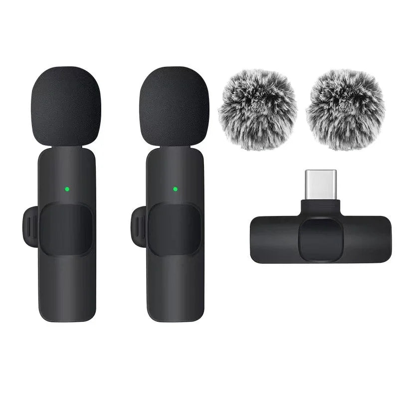 Wireless Lavalier Microphone Mini USB-C Noise Reduction for iPhone Android Live Streaming Interviews Portable Handheld Mic