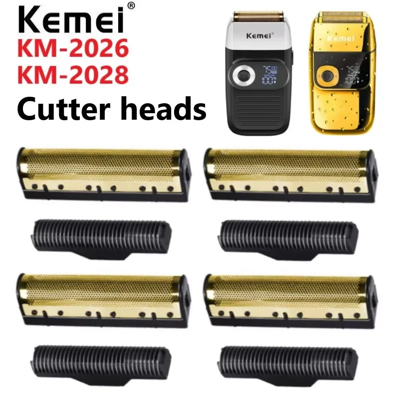 Kemei – lames de rasoir électriques originales, filet de couteau en feuille d'or et tête de coupe adaptées au rasoir flottant KM-2026 KM-2028