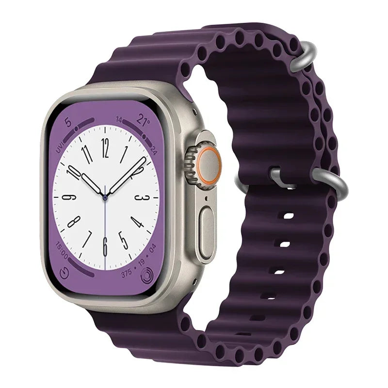 Bracelet océan en Silicone pour bracelets de montre Apple 45mm 46mm 40mm Ultra 2 49mm 44mm 41mm 38-42mm bracelet de sport série 10 9 8 7 6 5 4 SE
