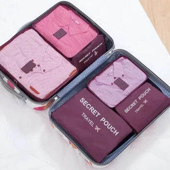6 pièces/ensemble rose/bleu/gris sac de rangement de voyage grande capacité étanche bagages vêtements sous-vêtements sac de rangement sac avec fermeture éclair