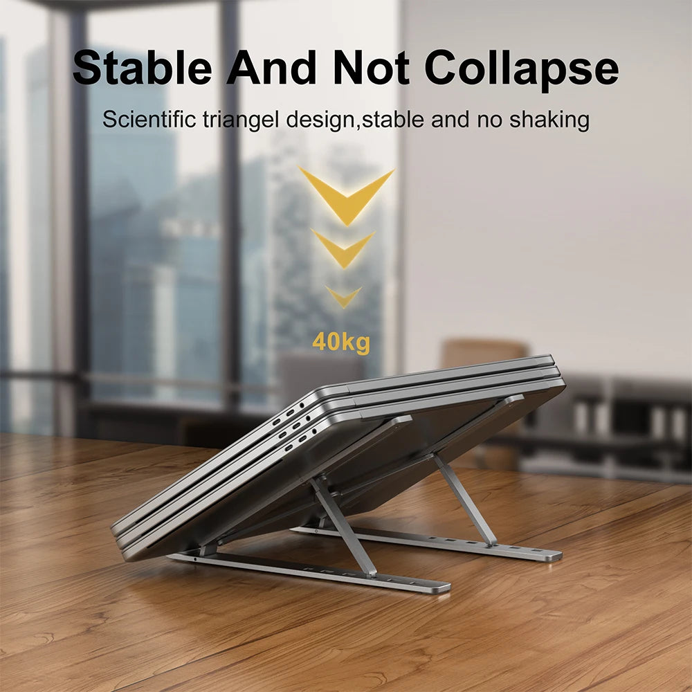 Support pliable en aluminium pour ordinateur portable, réglable et portable, compatible avec MacBook Air et Pro, et accessoires de refroidissement