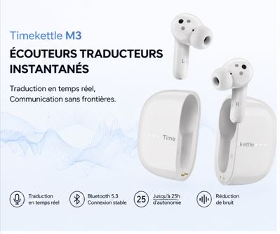 Timekettle M3 – Écouteurs Traducteurs Instantanés Bluetooth