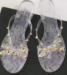 Sandales d’Été Femme Transparentes à Rivets – Style Cristal