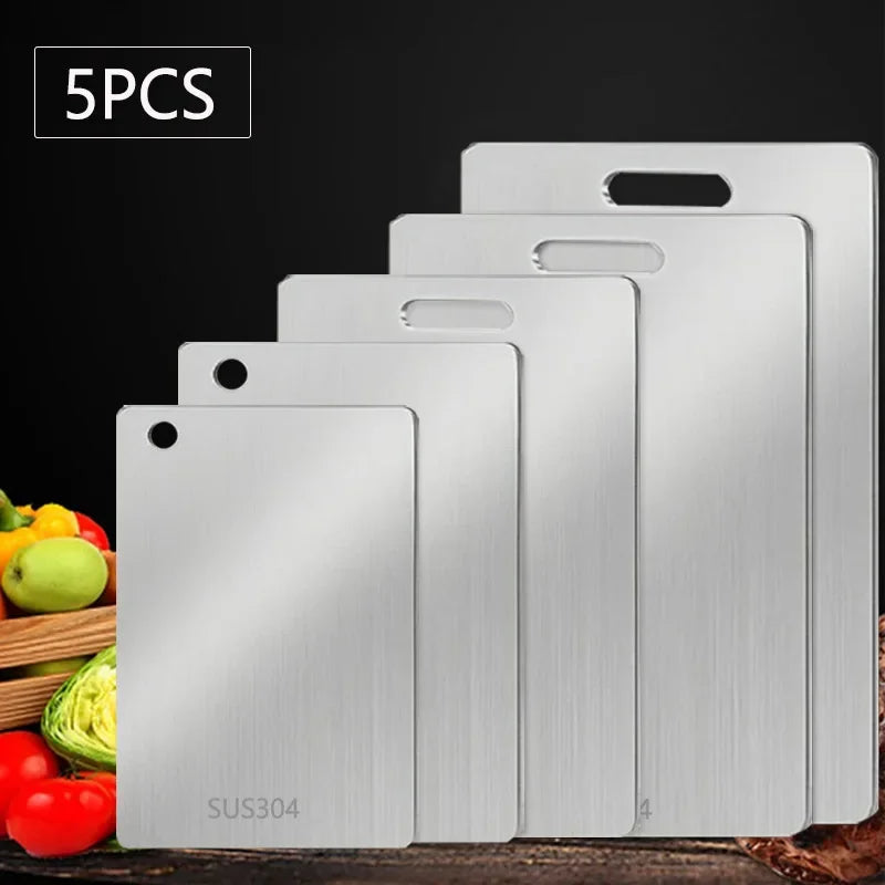 Planche à découper WXCOO 1PCS en acier inoxydable, planche épaisse de cuisine antiadhésive double face pour fruits et viande