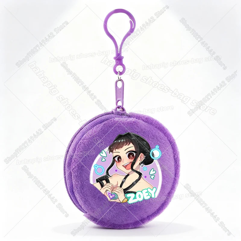 Mini porte-monnaie Kpop Demon Hunters pour fille, pochette ronde, portefeuille à fermeture éclair avec écouteurs et porte-clés, motif Zoey Mira Rumi, pour enfants