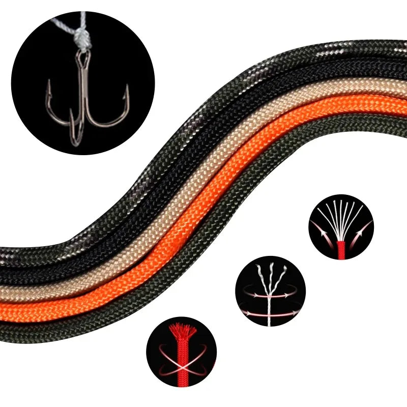 Corde paracorde 550 à 7 cœurs, 5, 15, 30 M, Dia.4mm, pour Camping en plein air, longe de survie, Parachute, accessoires de tente de randonnée