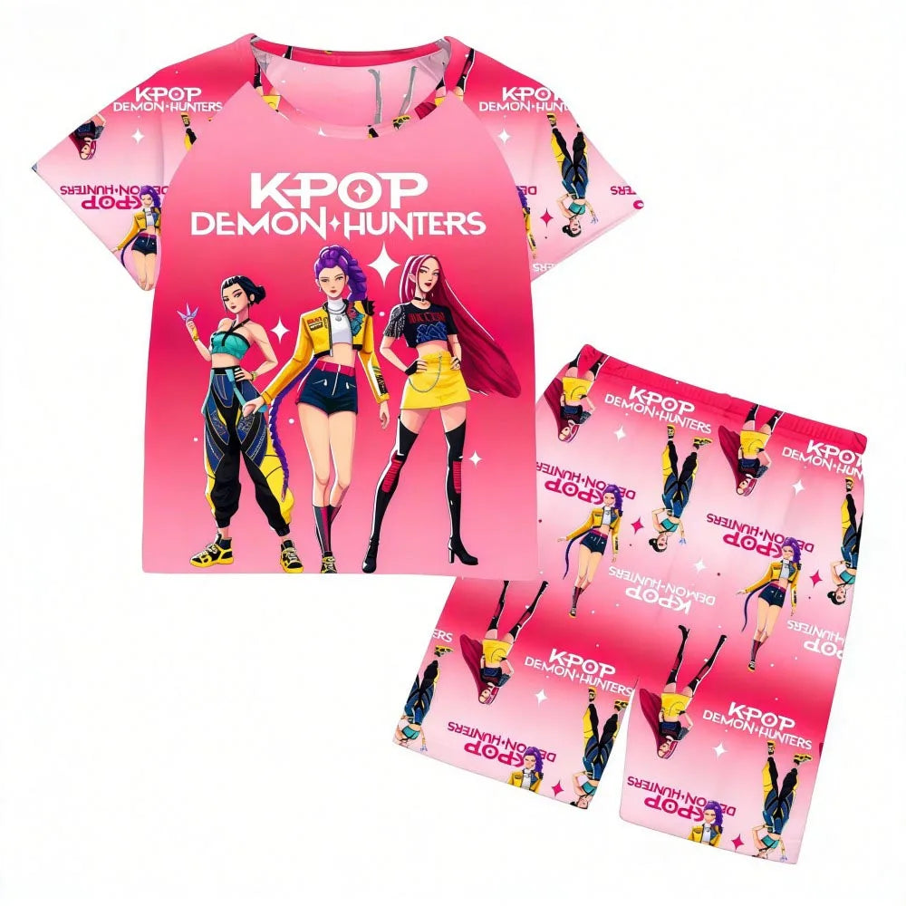 Pyjamas pour filles et enfants de 3 à 12 ans - Pyjama court d'été pour petits garçons - Thème Kpop Demon Hunters