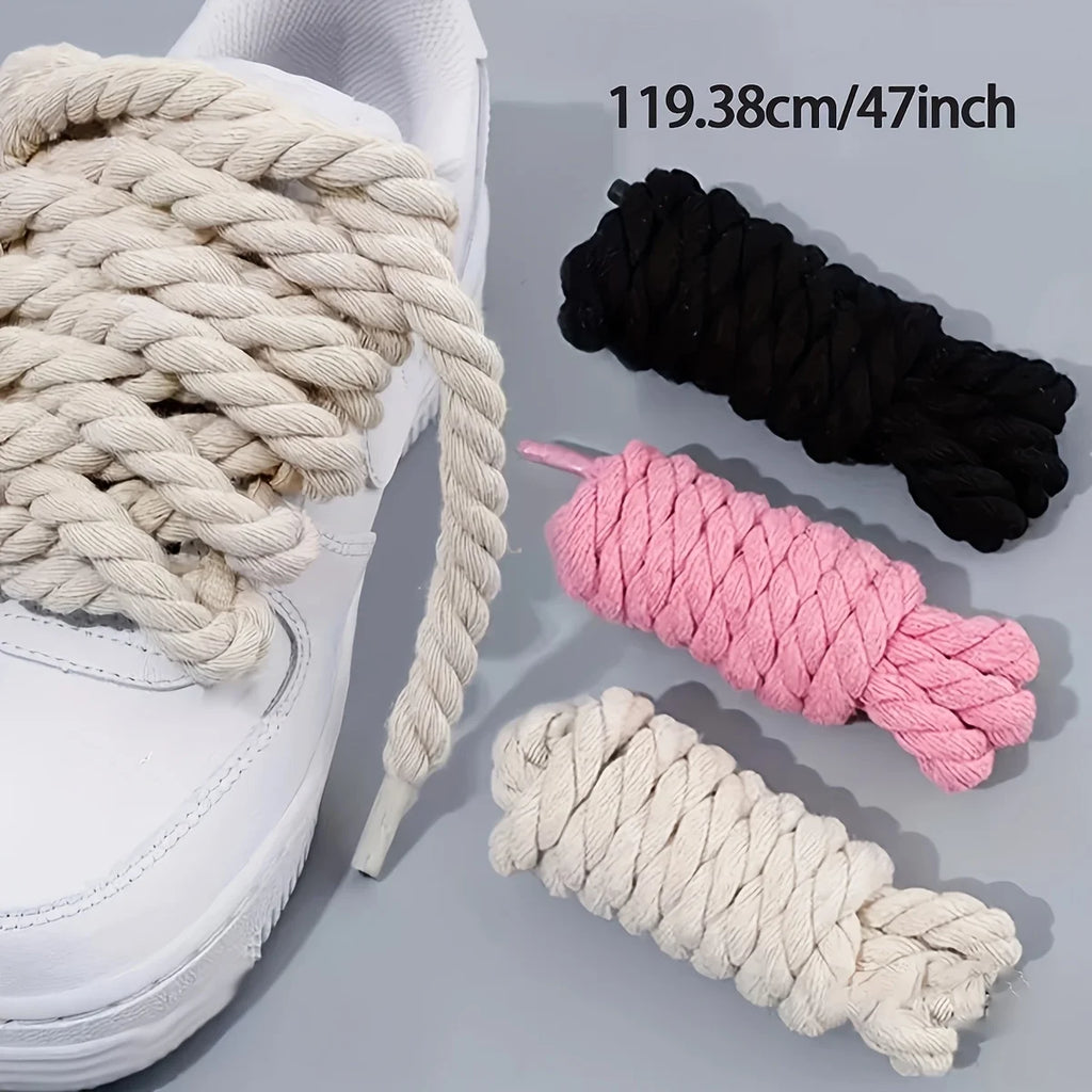 Lacets tressés faits main - Accessoires de chaussures en toile épaisse et résistante pour chaussures légères