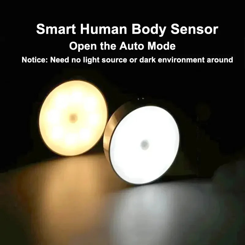 LED intelligente capteur de corps humain veilleuses éclairage automatique d'urgence USB charge sans fil aspiration magnétique LED lumières d'armoire
