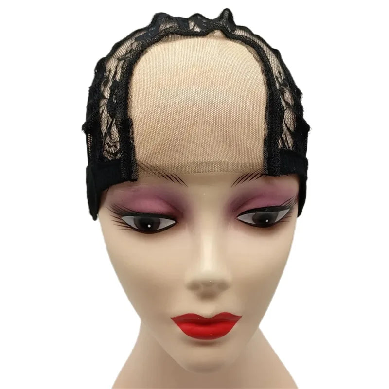 Bonnet de perruque en dentelle U-Part HD noir, 4x4 pouces, avec sangle réglable, pour bricolage, fabrication de perruque, bonnet de tissage de filet à cheveux, 1 pièce