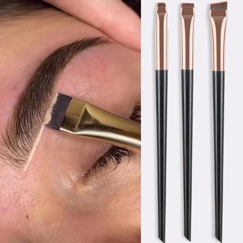 Ensemble de 3 pinceaux à lame pour eyeliner et sourcils Karsyngirl, pinceaux plats et fins portables pour le contour des sourcils et le maquillage.