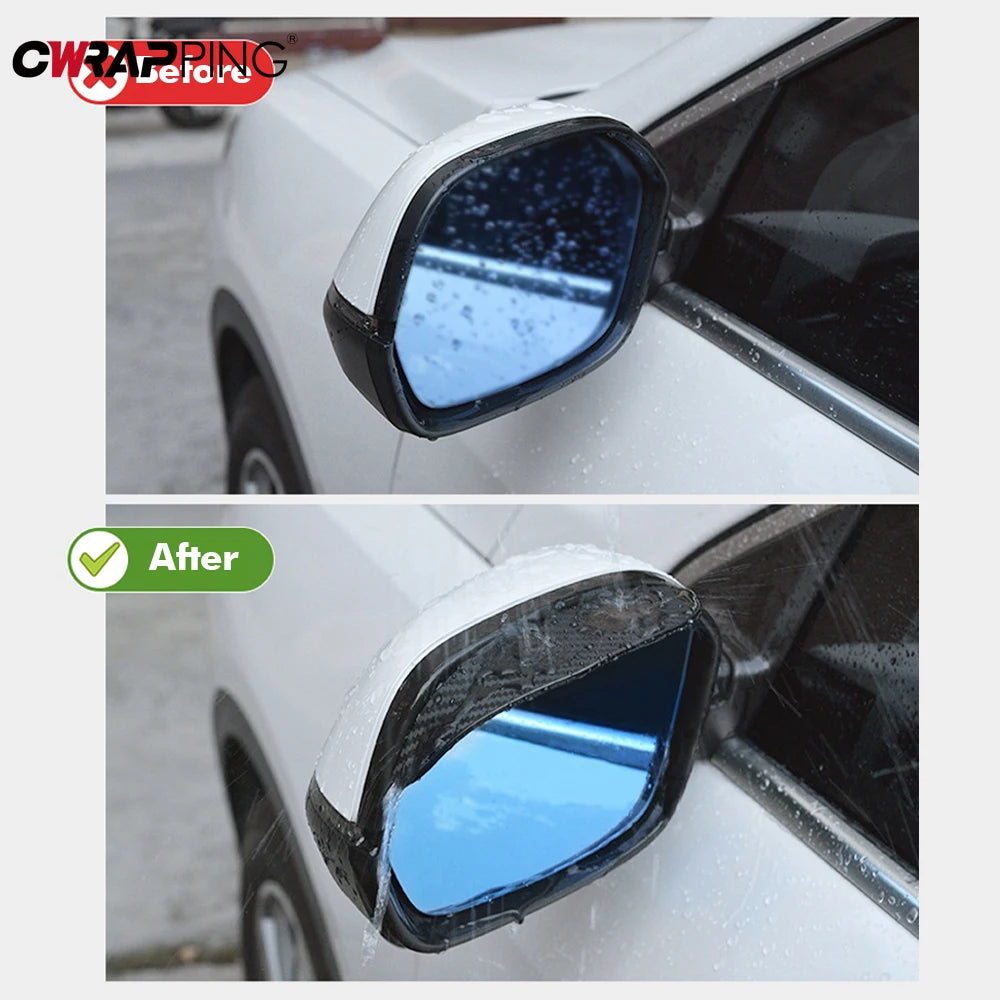 2 pièces rétroviseur de voiture pluie sourcil en Fiber de carbone pare-soleil ombre couverture protecteur Vision claire pour pluie voiture miroir accessoires
