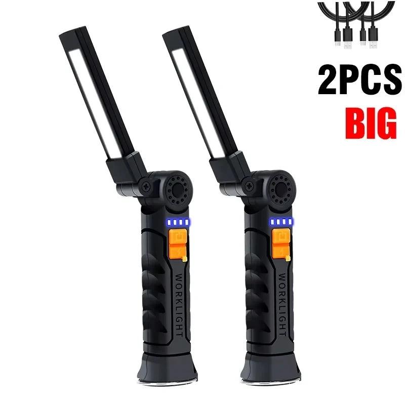 Lampe torche LED COB portable rechargeable par USB, lanterne magnétique suspendue avec batterie intégrée, lampe torche de camping