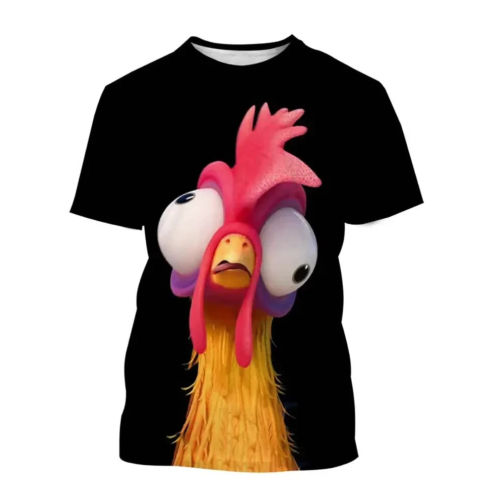 T-shirt de poulet drôle Disney pour hommes et femmes, imprimé en 3D, décontracté, de rue, pour enfants, garçons et filles, 2024