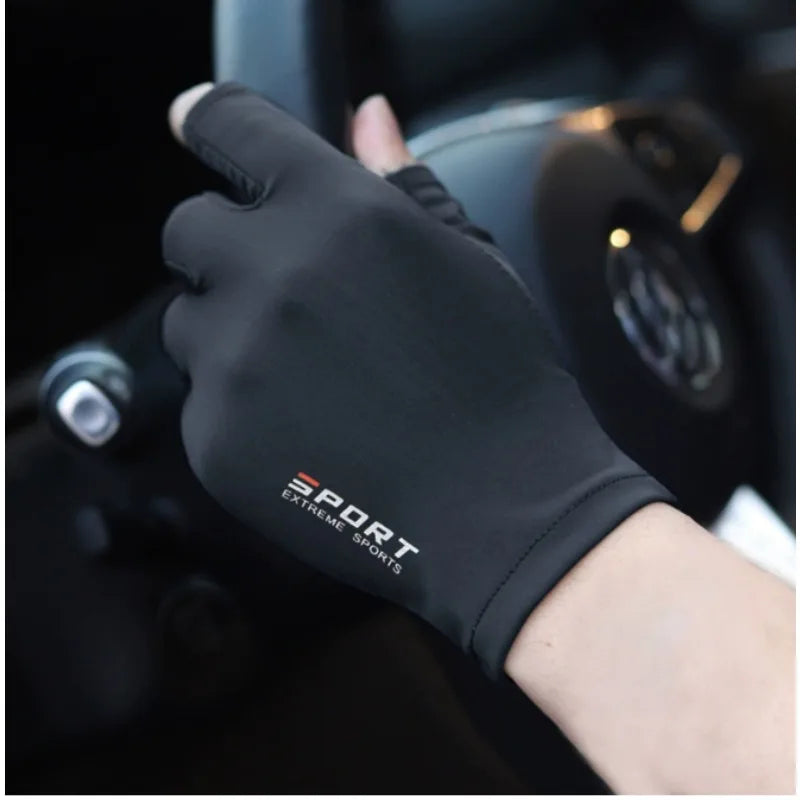 Gants demi-doigts en soie glacée, hautement élastiques, respirants et offrant une protection solaire optimale, pour hommes et femmes (1 paire). Gants fins pour activités de plein air : cyclisme, conduite, pêche
