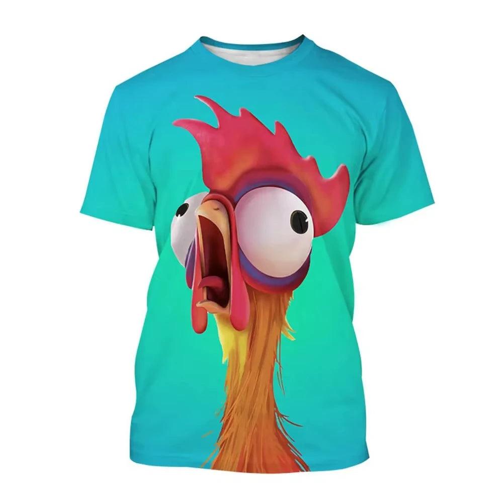 T-shirt de poulet drôle Disney pour hommes et femmes, imprimé en 3D, décontracté, de rue, pour enfants, garçons et filles, 2024