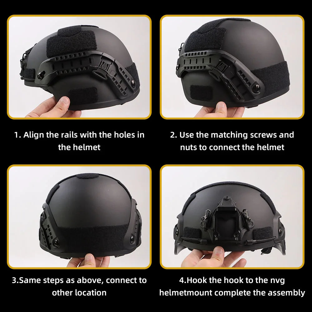 Adaptateur de montage sur rail pour casque BOOIU FAST, rail latéral pour casque d'entraînement tactique avec base de fixation pour cordon, accessoire disponible en 5 couleurs (S-31)