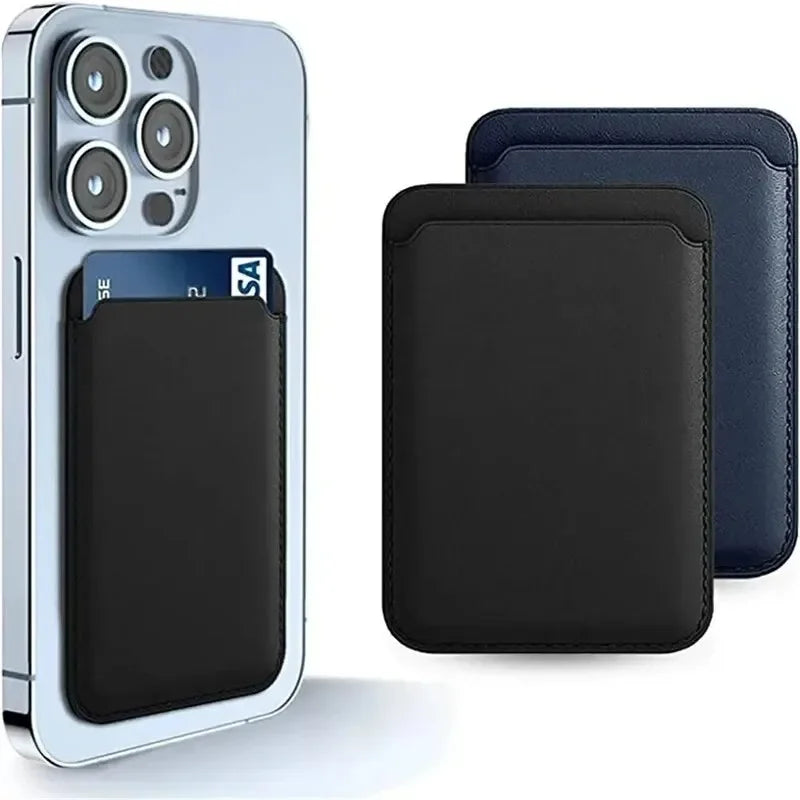 Étui porte-carte magnétique IPhone 16 15 13 14 12, pochette pour cartes, étui en cuir Magsafing avec autocollant arrière, housse de poche pour cartes