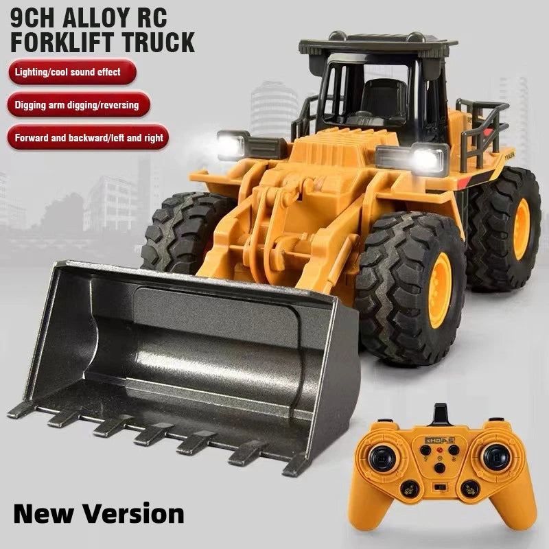 2.4G Alloy Remote Control Excavator Bulldozer Dump Truck Engineering Vehicle Toy 9CH RC Trucks Model Children Toy Kids Xmas Gift