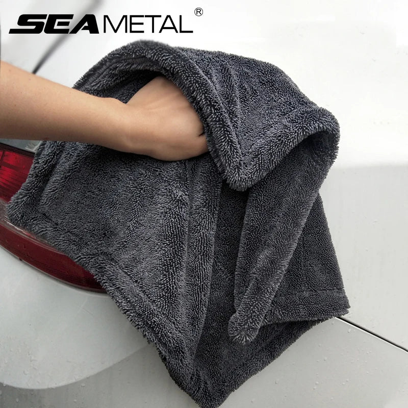Serviette de nettoyage de voiture en microfibre 1200GSM/600GSM, Double face, Super absorbant, chiffon de nettoyage anti-rayures, doux et pelucheux