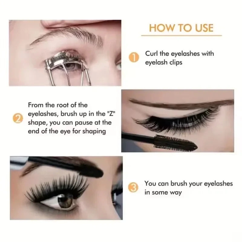 Mascara recourbant 4D – Allongeant, résistant à l'eau et à la transpiration, longue tenue, sans bavure, unisexe, doux, certifié