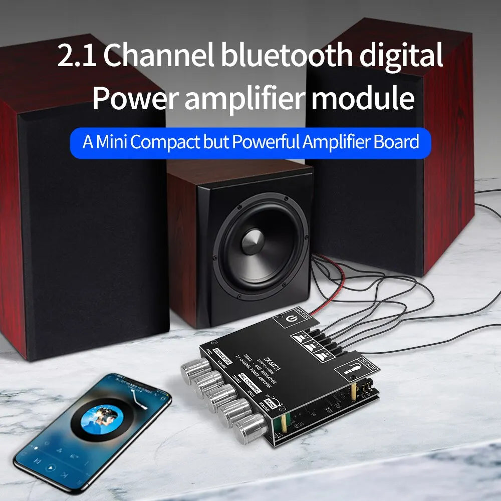 Carte d'amplificateur de subwoofer 2.1 CS8673E 50 W x 2 + 100 W avec Bluetooth 5.0 et entrée auxiliaire ZK-MT21