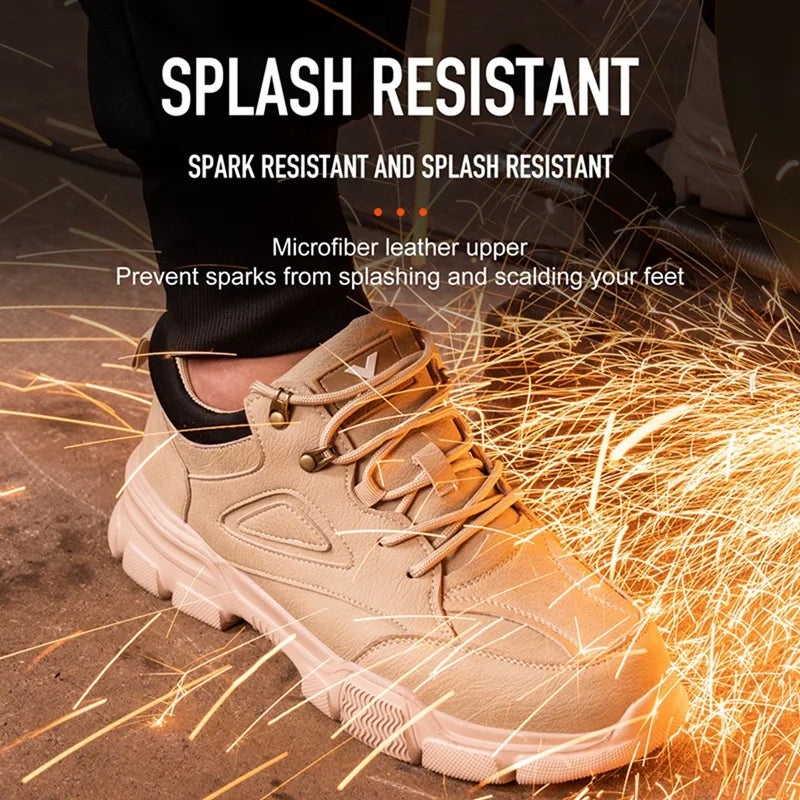 Bottes de sécurité imperméables pour hommes, avec embout en acier, baskets de travail Anti-écrasement, chaussures de sécurité pour hommes, chaussures de travail légères pour l'extérieur
