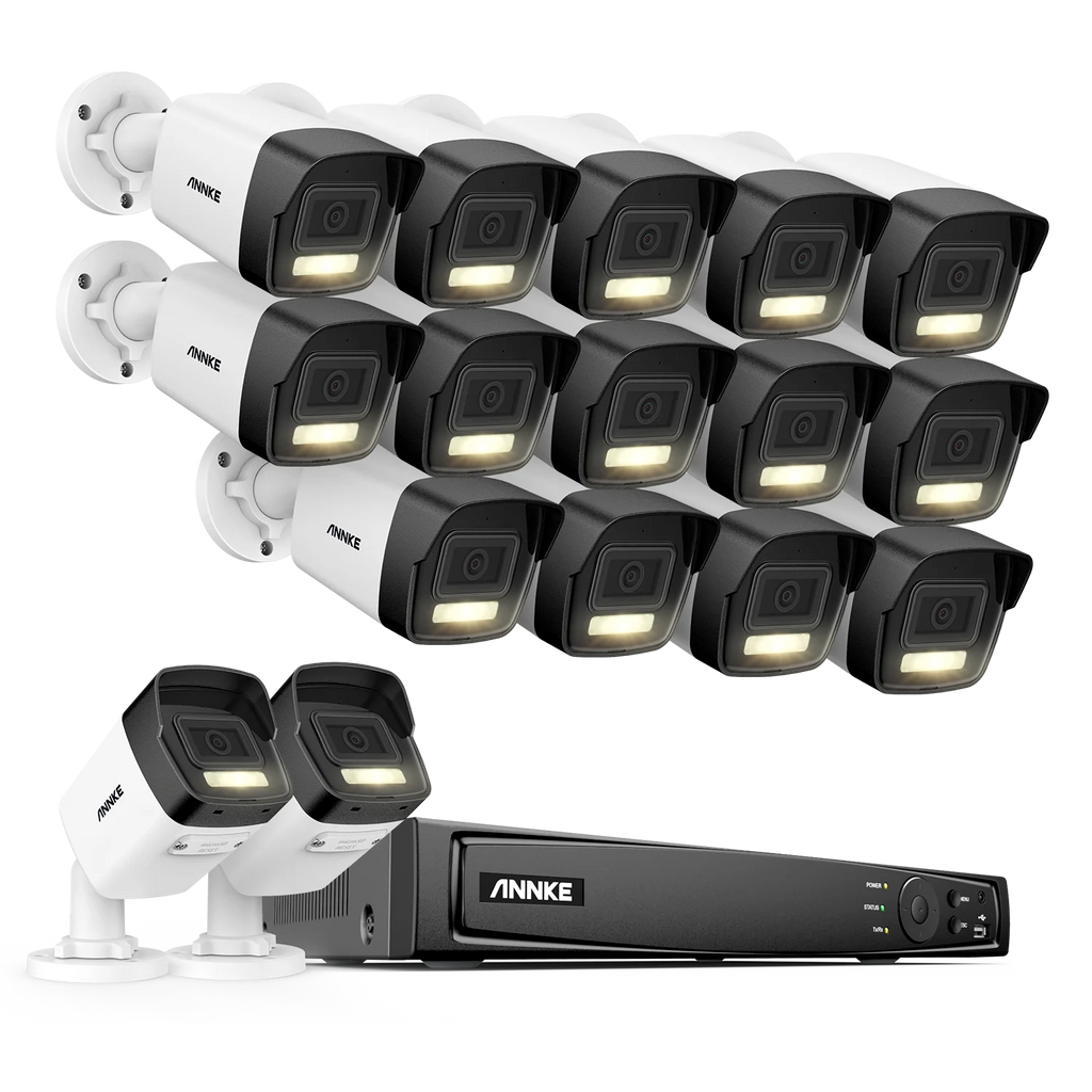 Système de caméras Annke H.265+ 3K Smart Dual Light PoE avec objectif 2,8 mm, détection de personnes et de véhicules, protection de sécurité IP67 et vidéosurveillance