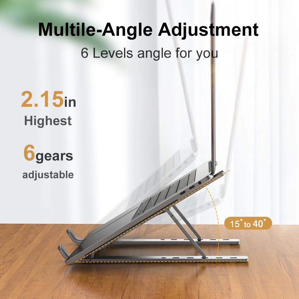 Support pliable en aluminium pour ordinateur portable, réglable et portable, compatible avec MacBook Air et Pro, et accessoires de refroidissement